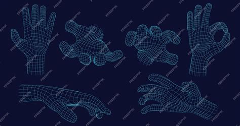Каркасные жесты рук захватывающий жест открытой ладонью и цифровой знак ...