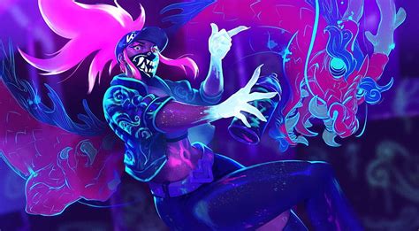 Akali Kda Neon Dragon Aesthetic Lol Fanart Hd Wallpaper Pxfuel