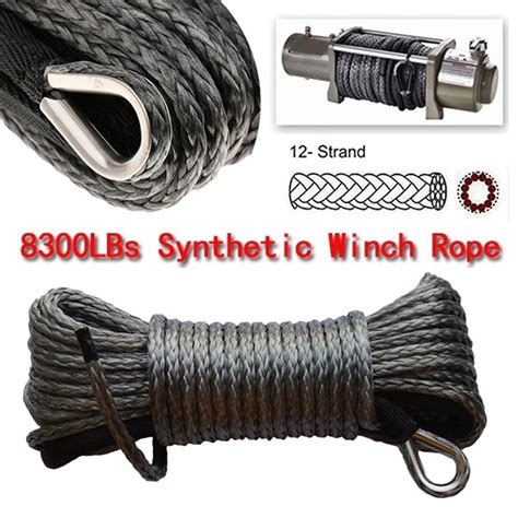 Synthetic Winch Rope 14 X 50 Winch Cable Blue Winch Rope 8000 Lbs With Sheath For Atvs