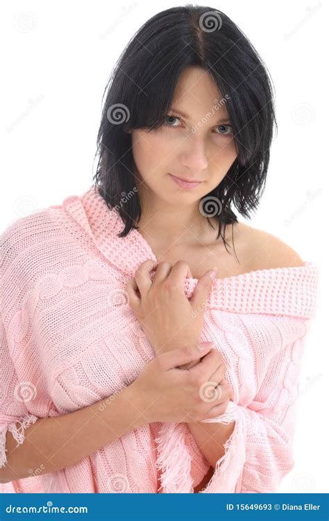 Attractive Brunette In Pink Sweater Stock Image Image Of Sweater Passion
