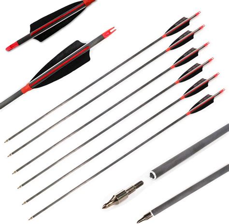 Carbon Archery Arrows 500 Spine With Real Feathers For Compound Recurve Bow Ameyxgs Archery