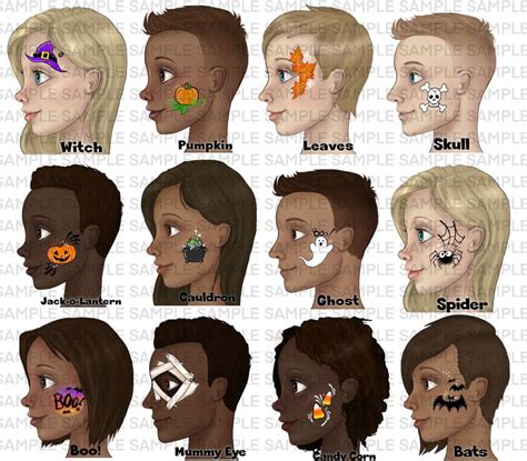 Halloween Cheek Art Face Painting Fall Board Face Paint Design Menu