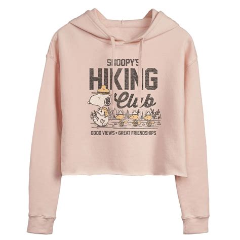 Укороченная толстовка с капюшоном для подростков Peanuts Snoopy Hiking ...