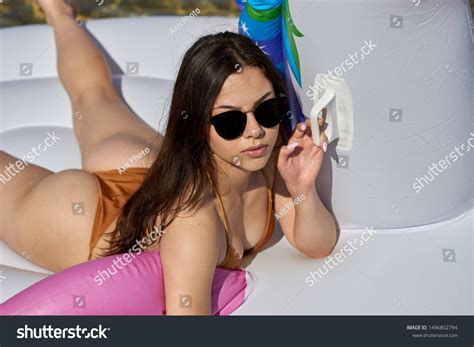 Sexy Brunette Long Hair Posing Brown Stock Photo 1496802794 Shutterstock