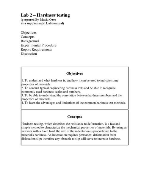 Lab 2 Hardness | PDF | Hardness | Mechanical Engineering