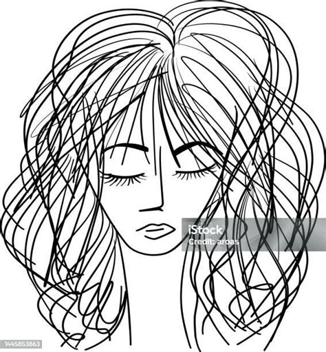 Sketch Of Women Portrait Young Beautiful Girl Stock Illustration Download Image Now Abstract