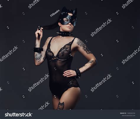 Sexy Woman Wearing Black Lingerie Bdsm Stock Photo Edit Now 1160526724