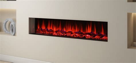 60 Inch Black Inset Electric Media Wall Fireplace Amberglo Furniture123