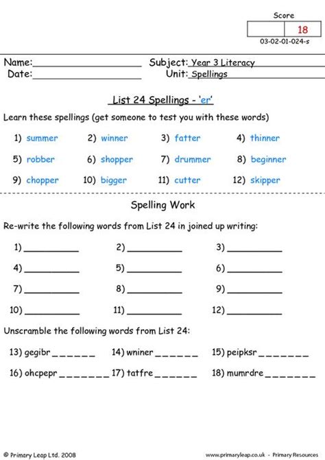 Year 3: Literacy Printable Resources & Free Worksheets for Kids