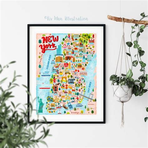 New York Map Poster Archives Liv Wan Illustration