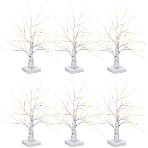 Macarrie Tabletop Lighted Christmas Birch Tree White Birch Tree with