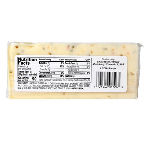Shullsburg Creamery Hot Pepper Pasteurized Process Cheese With Jalapeno