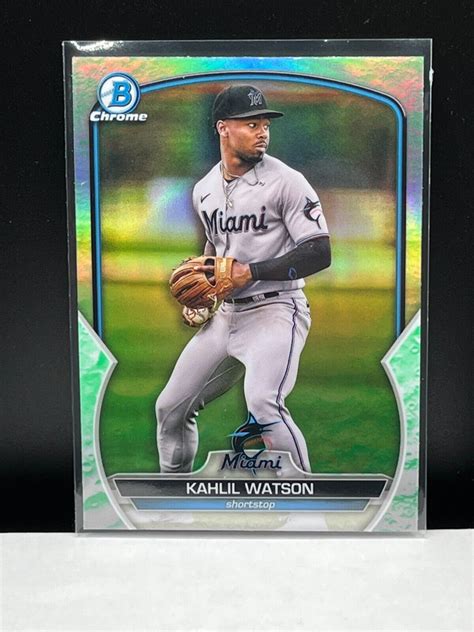 2023 Bowman Chrome Lunar Glow Refractor BCP 147 Kahlil Watson Marlins