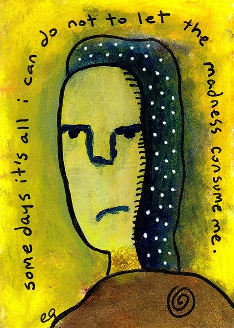 Some Days E Art Aceo Outsider Folk Art Brut Painting Portrait