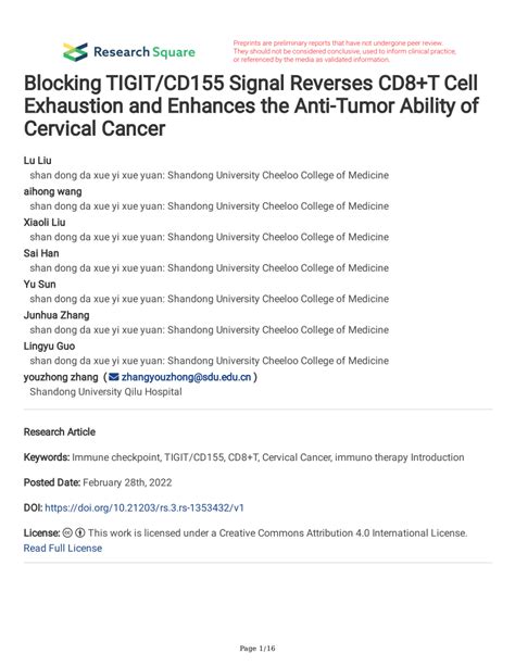 Pdf Blocking Tigit Cd155 Signal Reverses Cd8 T Cell Exhaustion And Enhances The Anti Tumor