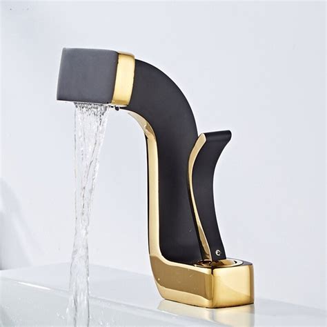 Waterfall Bathroom Sink Mixer Faucet Brass Basin Taps Single Handle One Hole With Hot And Cold