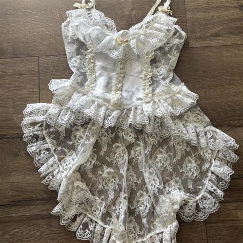 Gorgeous Vintage Lingerie White Lace Top With Pink Depop