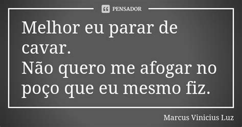 Melhor Eu Parar De Cavar Não Quero Me Marcus Vinicius Luz Pensador