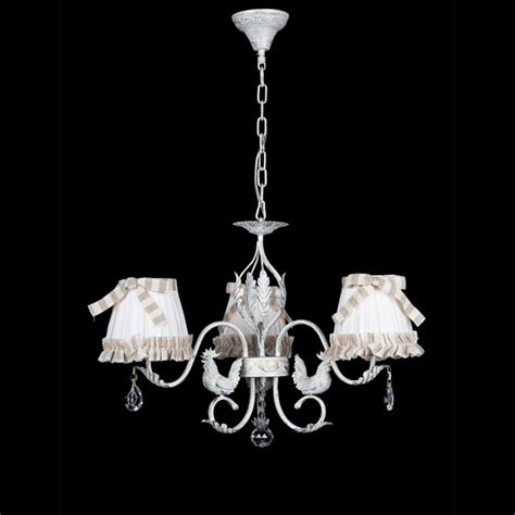 Классическая люстра с птичками на 3 лампочки белая с золотом СветМира ...