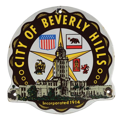 Lot Detail - CITY OF BEVERLY HILLS PORCELAIN MUNICIPAL SIGN.
