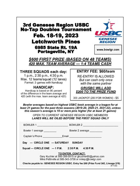 Fillable Online Genesee Region Usbc Association Fax Email Print Pdffiller