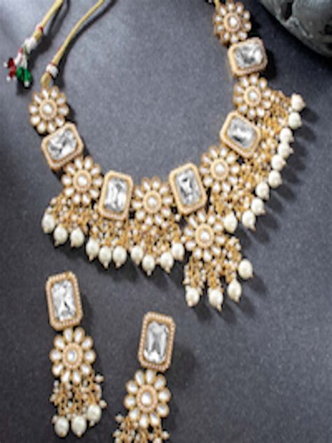 Buy Peora Gold Plated White Kundan Studded Traditional Wedding