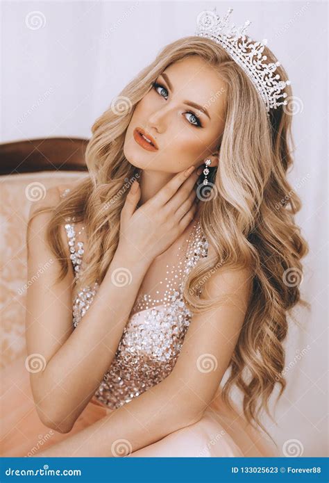 Portrait Of Beautiful Blonde Woman With Makeup Stock Image Image Of