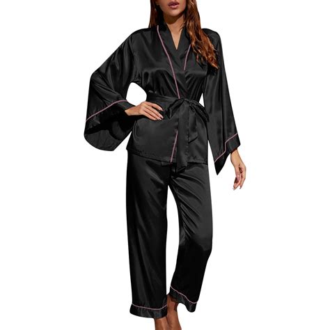 Rrunsv Pajamas For Women Women Lingerie Satin Nightgown Full Slips Sleepwear Black S Walmart