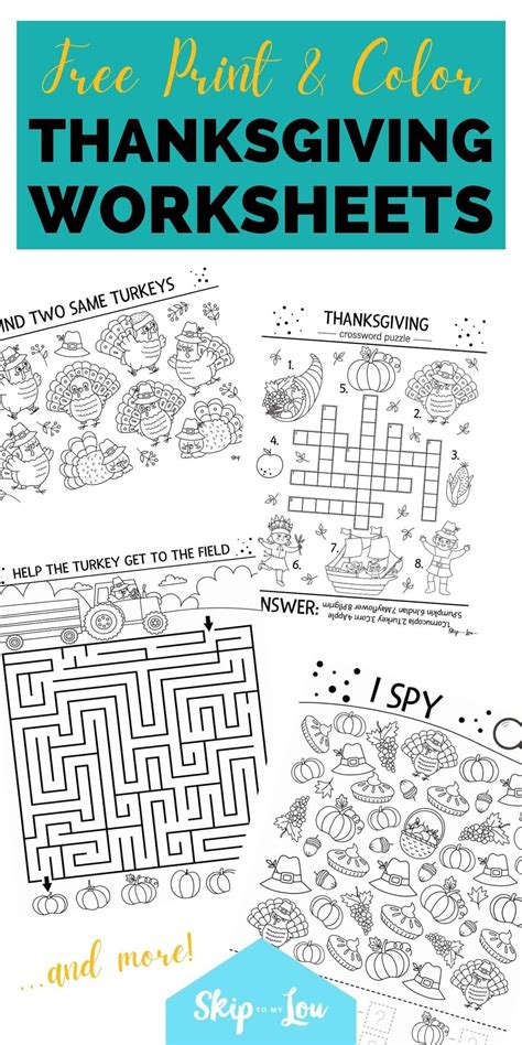 Free Printable Thanksgiving Activity Sheets - Printable New Year Banners