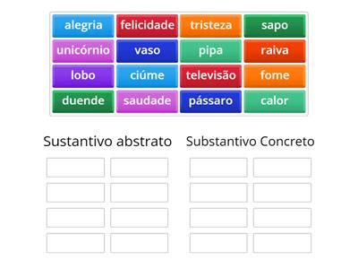 Um Substantivo Abstrato - Substântivo abstrato e concreto - Recursos de ensino