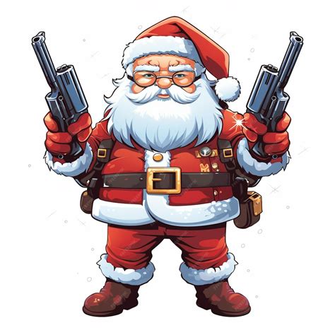 Cartoon Santa Claus Holding Two Guns And A Gun Generative Ai Premium