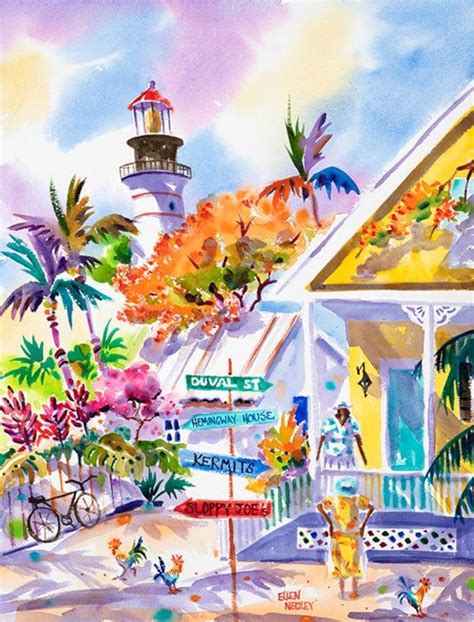 Key West Lighthouse Key West Art Duval Street Tropical Wall Art Key