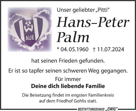 Traueranzeigen Von Hans Peter Palm Trauer Anzeigen De