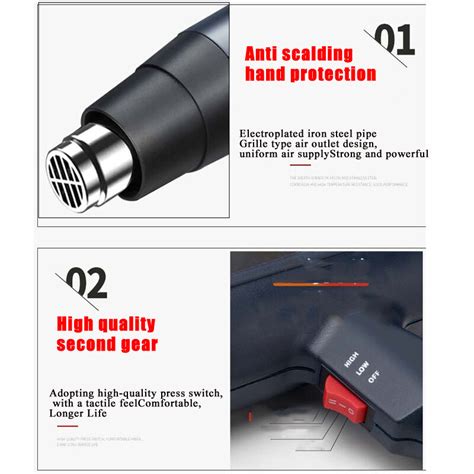 W Electric Dual Temperature Regulation Heat Gun With Nozzles Hot Air Gun Ebay