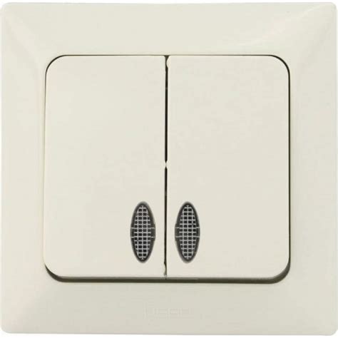 2-клавишный выключатель NE-AD с подсветкой, 10А, 250В, Aras, Крем 1/12 ...