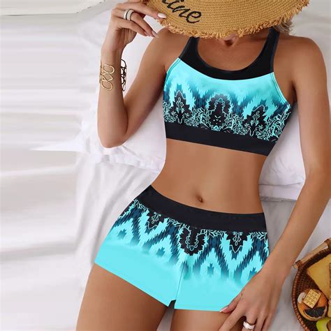 Hipattires Bathing Suits For Women Beach Blue Oversized Piece Bikini Sets Comfy Swimwear