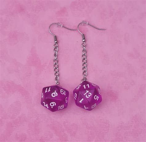 Purple D&D D20 Dice Earrings – Biohazard Candy