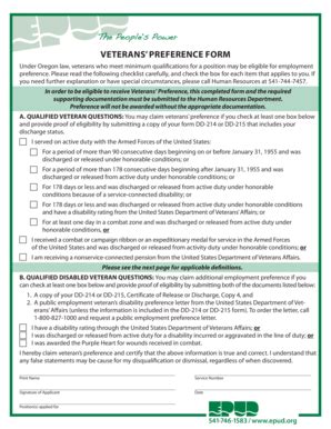 Fillable Online Veterans Preference Form Fax Email Print Pdffiller