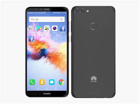 Huawei Y9 2018 Black 3D model MAX OBJ 3DS FBX C4D LWO