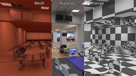 Bowling Center Interior With Furniture 3d Model 199 3ds Blend C4d