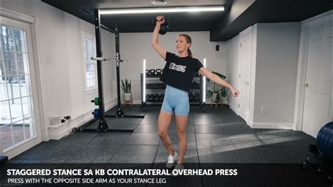 Staggered Stance Single Arm Kb Contralateral Overhead Press Youtube