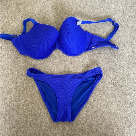 Boux Avenue Blue Ribbed Bikini Set Bikini Set Depop