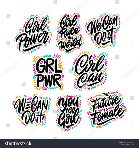Feminism Typography Set Feminist Slogan Phrase Stock Vector Royalty