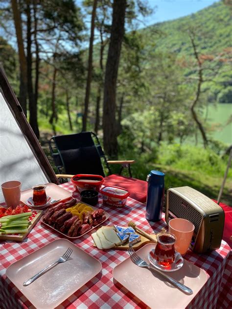 Piknik Panosundaki Pin Kamp Tatili Kamp Sandalyesi Karavan Tatili