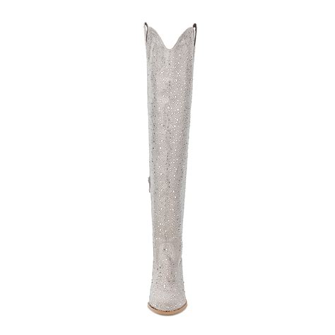 Atuelang Women's Rhinestone Cowboy Boots Sparkly Knee High Boots