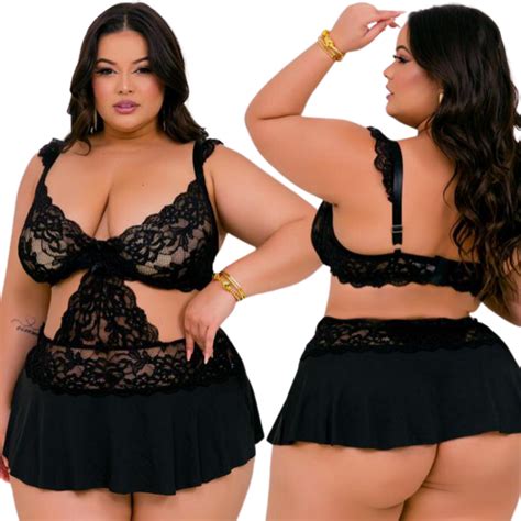 Lingerie Sexy Plus Size Conjunto Camisola E Calcinha Fio Dental Shopee Brasil