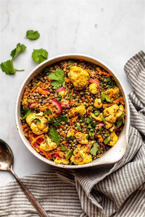 Curried Lentil Salad With Roasted Cauliflower From My Bowl