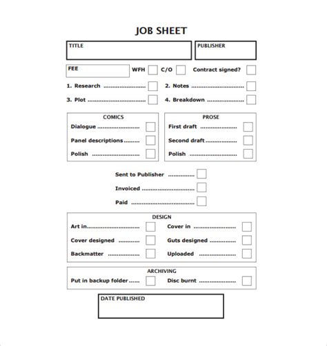 Job Sheet Templates