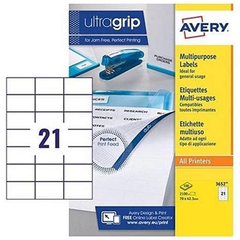 Avery White Multifunctional Labels / 21 per Sheet / 70x42.3mm / White ...