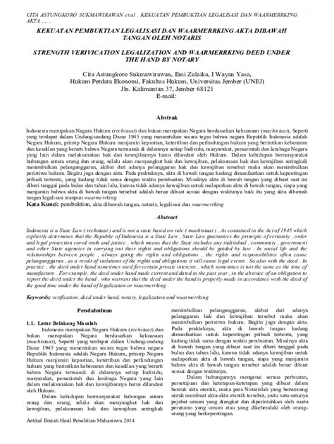 Fillable Online Repository Unej Ac Kekuatan Hukum Akta Di Bawah Tangan